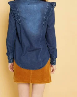 Acquaverde Chemise en jean Blue Gilda aged wash