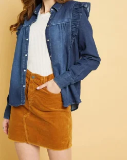 Acquaverde Chemise en jean Blue Gilda aged wash