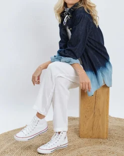 New Lauren Vidal Chemise en Jean Store bleue