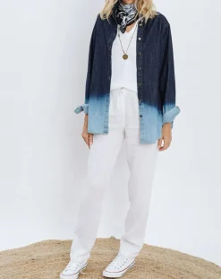 New Lauren Vidal Chemise en Jean Store bleue