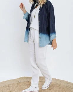 New Lauren Vidal Chemise en Jean Store bleue