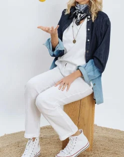 New Lauren Vidal Chemise en Jean Store bleue