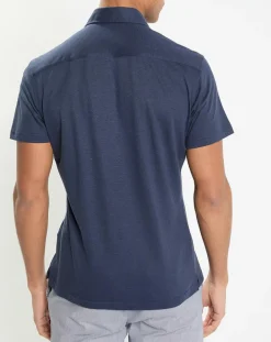 Clearance Hackett London Chemise en Lin & Coton Slim Fit manches courtes Tricot bleue