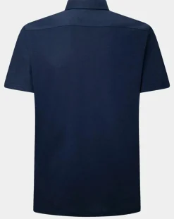 Clearance Hackett London Chemise en Lin & Coton Slim Fit manches courtes Tricot bleue