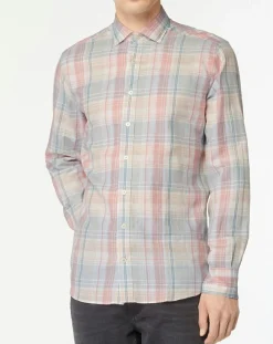Homme Hackett London Chemise en Lin mélangé Slim Fit à carreaux multicolore