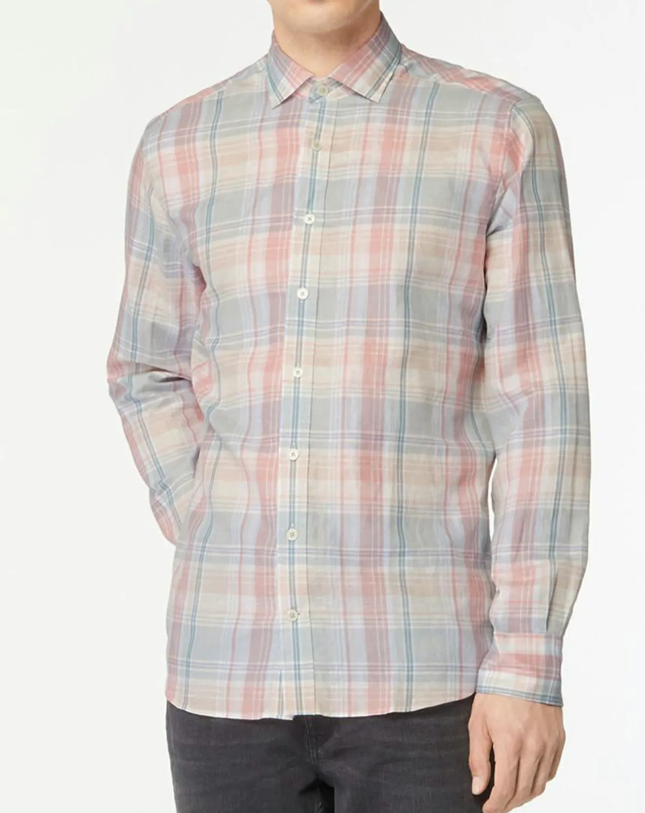 Homme Hackett London Chemise en Lin mélangé Slim Fit à carreaux multicolore