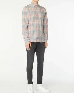 Homme Hackett London Chemise en Lin mélangé Slim Fit à carreaux multicolore