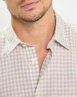 Discount Marc O'Polo Chemise en Popeline 100% Coton Bio Regular Fit vichy blanc/beige