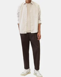 Discount Marc O'Polo Chemise en Popeline 100% Coton Bio Regular Fit vichy blanc/beige