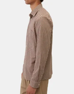 Outlet Marc O'Polo Chemise en Popeline 100% Coton Bio Regular Fit vichy blanc/rouge