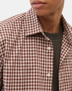 Outlet Marc O'Polo Chemise en Popeline 100% Coton Bio Regular Fit vichy blanc/rouge