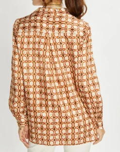 Femme Lauren Vidal Chemise en Soie mélangée Ines marron/beige