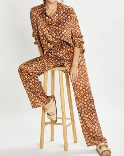 Lauren Vidal Chemise en Soie mélangée Ines marron