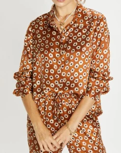 Lauren Vidal Chemise en Soie mélangée Ines marron