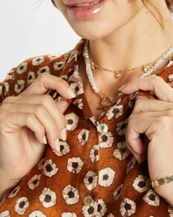 Lauren Vidal Chemise en Soie mélangée Ines marron