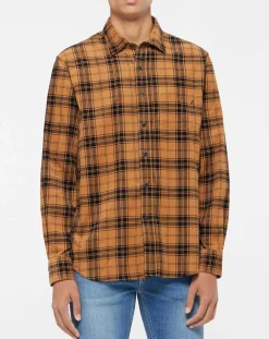 Clearance Replay Chemise en Velours Regular Fit Basic à carreaux marron/noir