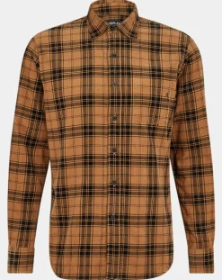 Clearance Replay Chemise en Velours Regular Fit Basic à carreaux marron/noir