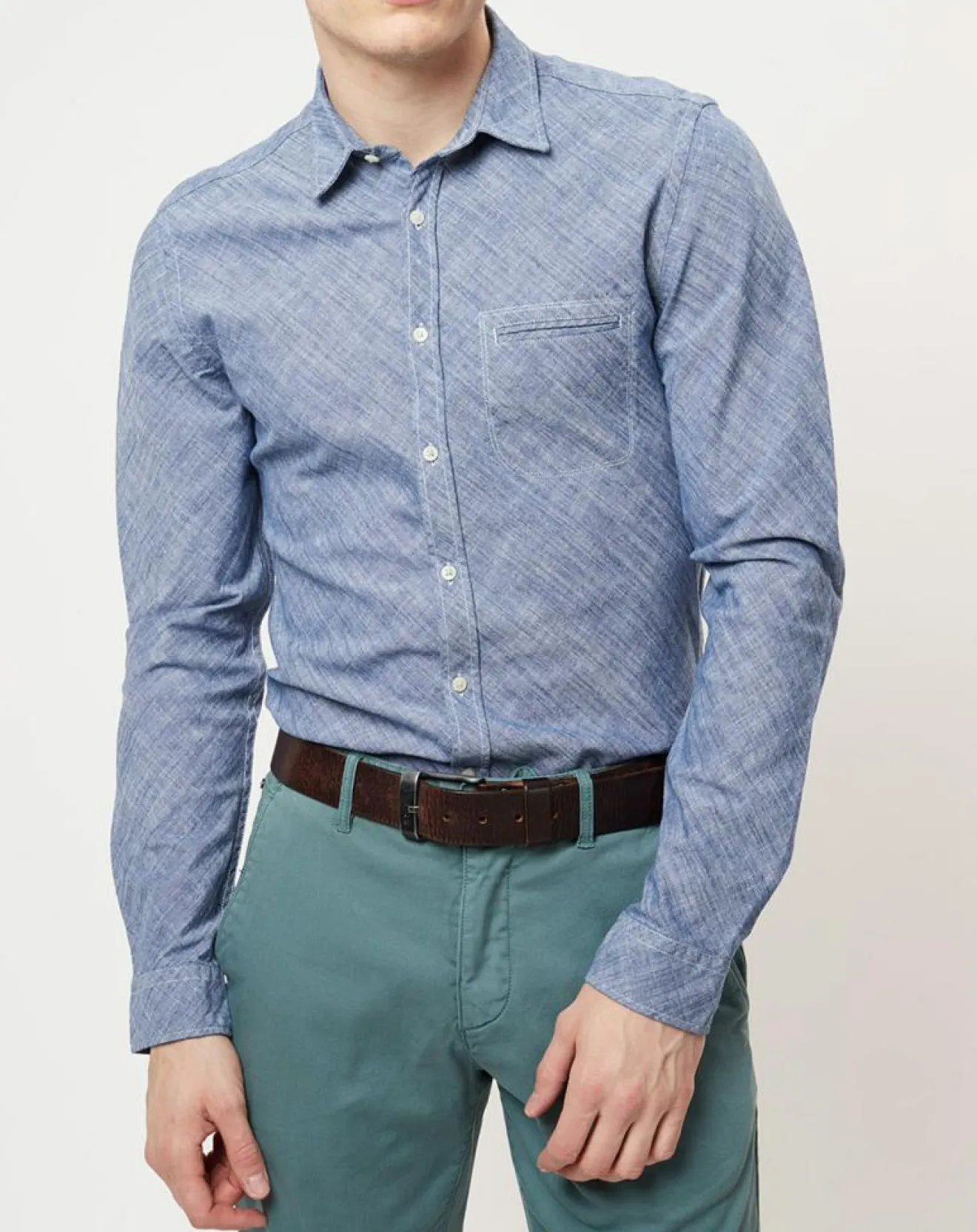 Homme Marc O'Polo Chemise Flamme shaped fit bleue