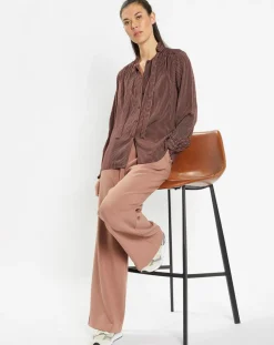 Femme Galeries Lafayette Chemise fluide col lavallière Gemma marron