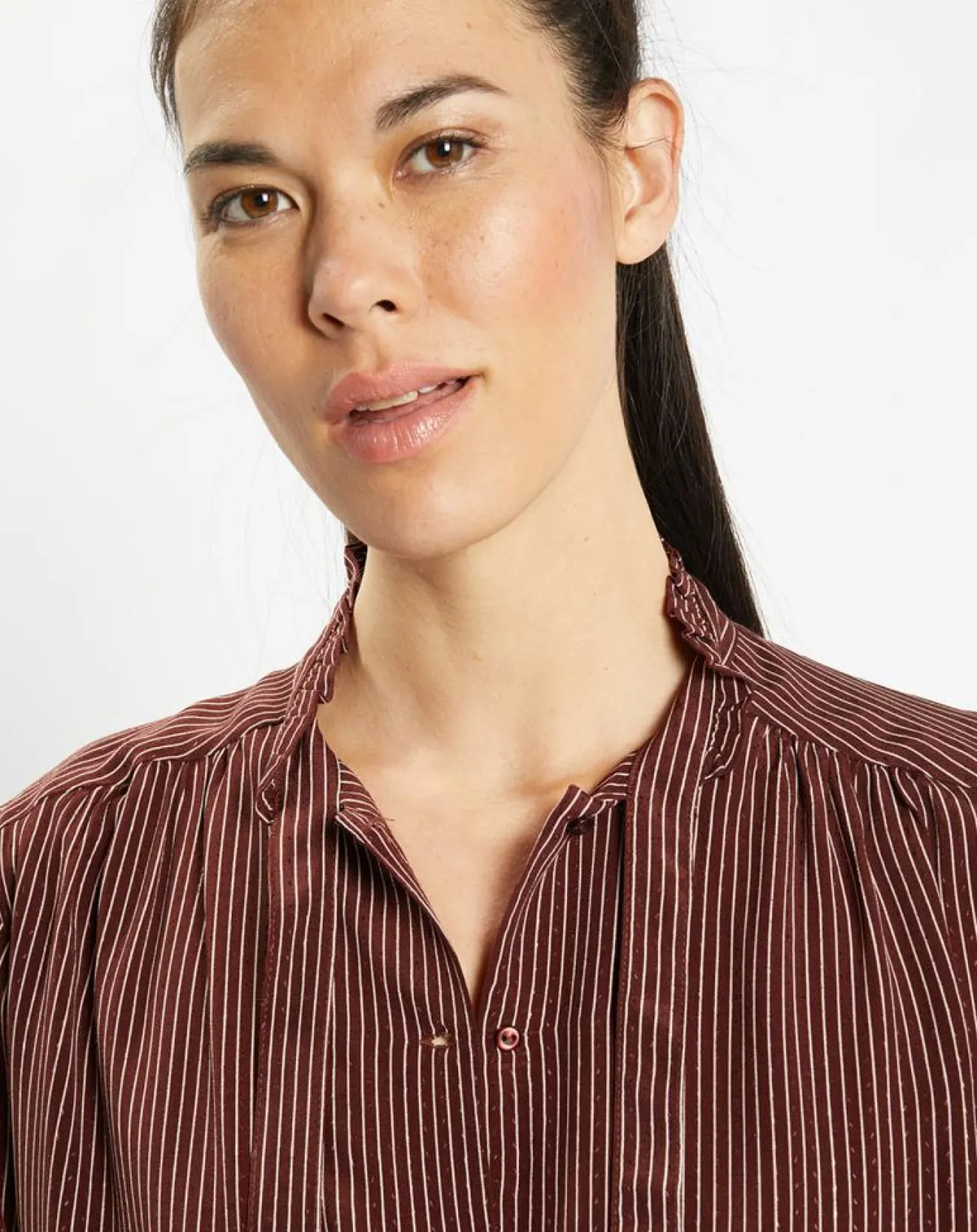 Femme Galeries Lafayette Chemise fluide col lavallière Gemma marron