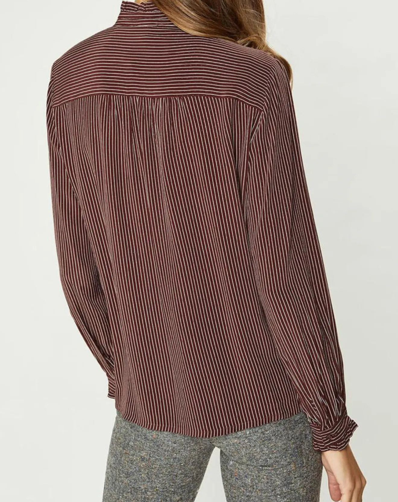 Femme Galeries Lafayette Chemise fluide col lavallière Gemma marron