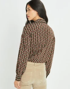 Femme Lauren Vidal Chemise fluide Store imprimée forest kaki/marron