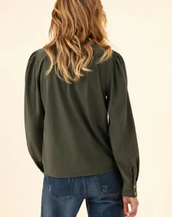 Hot Indies Chemise Gyptis kaki rayure dorée