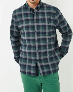 Homme Cuisse de Grenouille Chemise Indecis à carreaux vert/bleu marine/gris