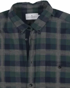 Homme Cuisse de Grenouille Chemise Indecis à carreaux vert/bleu marine/gris