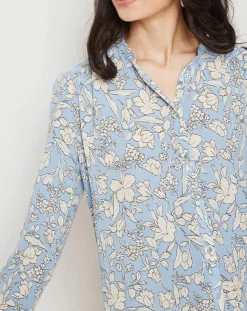 Femme Suncoo Chemise Lara fleurie bleu/blanc cassé