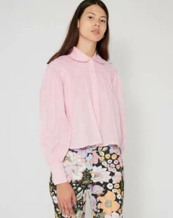 Femme Manoush Chemise large Bridgerton rose poudre