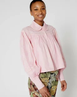 Femme Manoush Chemise large Bridgerton rose poudre