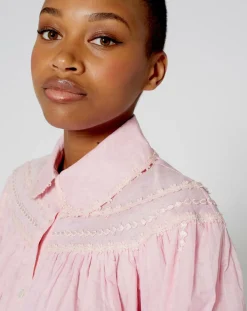 Femme Manoush Chemise large Bridgerton rose poudre