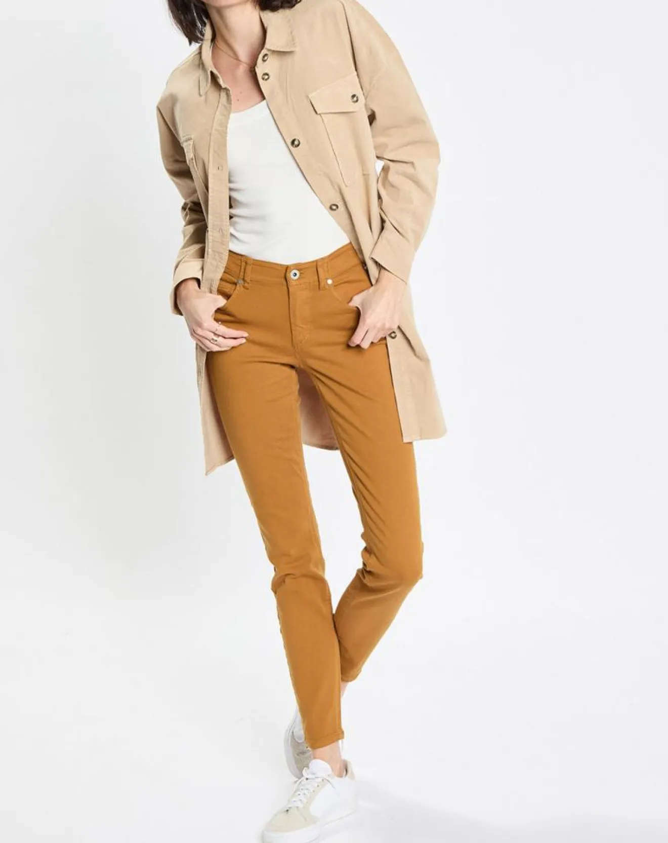 New Marc O'Polo Chemise longue Overshirt Loose beige