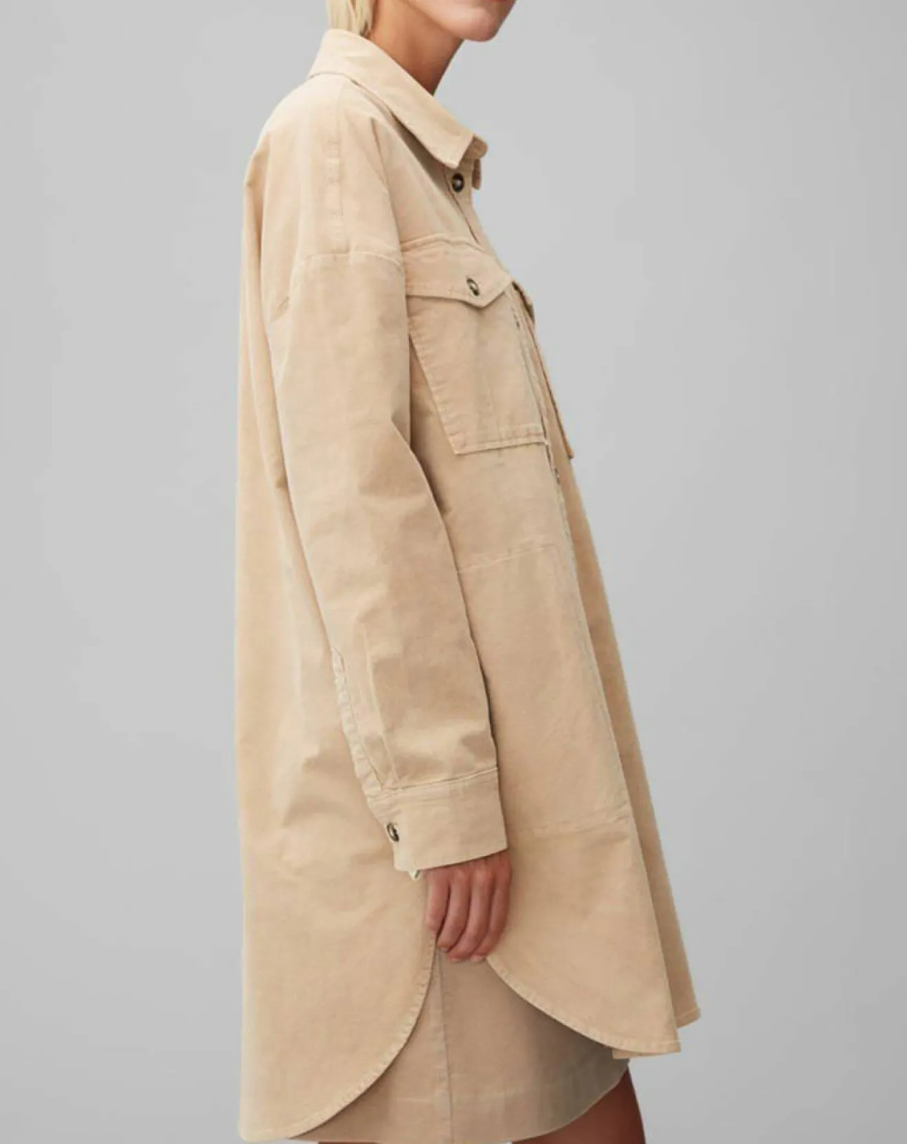 New Marc O'Polo Chemise longue Overshirt Loose beige