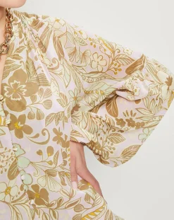 Femme Esprit Chemise manches longues à Fleurs beige/écru