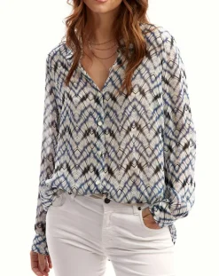 Femme Lauren Vidal Chemise Mia indigo/écru