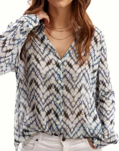 Femme Lauren Vidal Chemise Mia indigo/écru