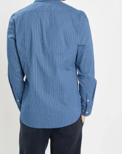 Outlet Marc O'Polo Chemise Micro Motif Velours bleu foncé