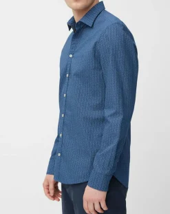 Outlet Marc O'Polo Chemise Micro Motif Velours bleu foncé