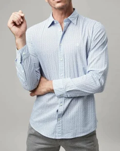 Online Marc O'Polo Chemise Micro Motif Vélo blanc/bleu