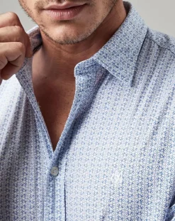 Online Marc O'Polo Chemise Micro Motif Vélo blanc/bleu