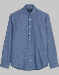 Outlet Marc O'Polo Chemise Mini Pied De Poule Sf bleue