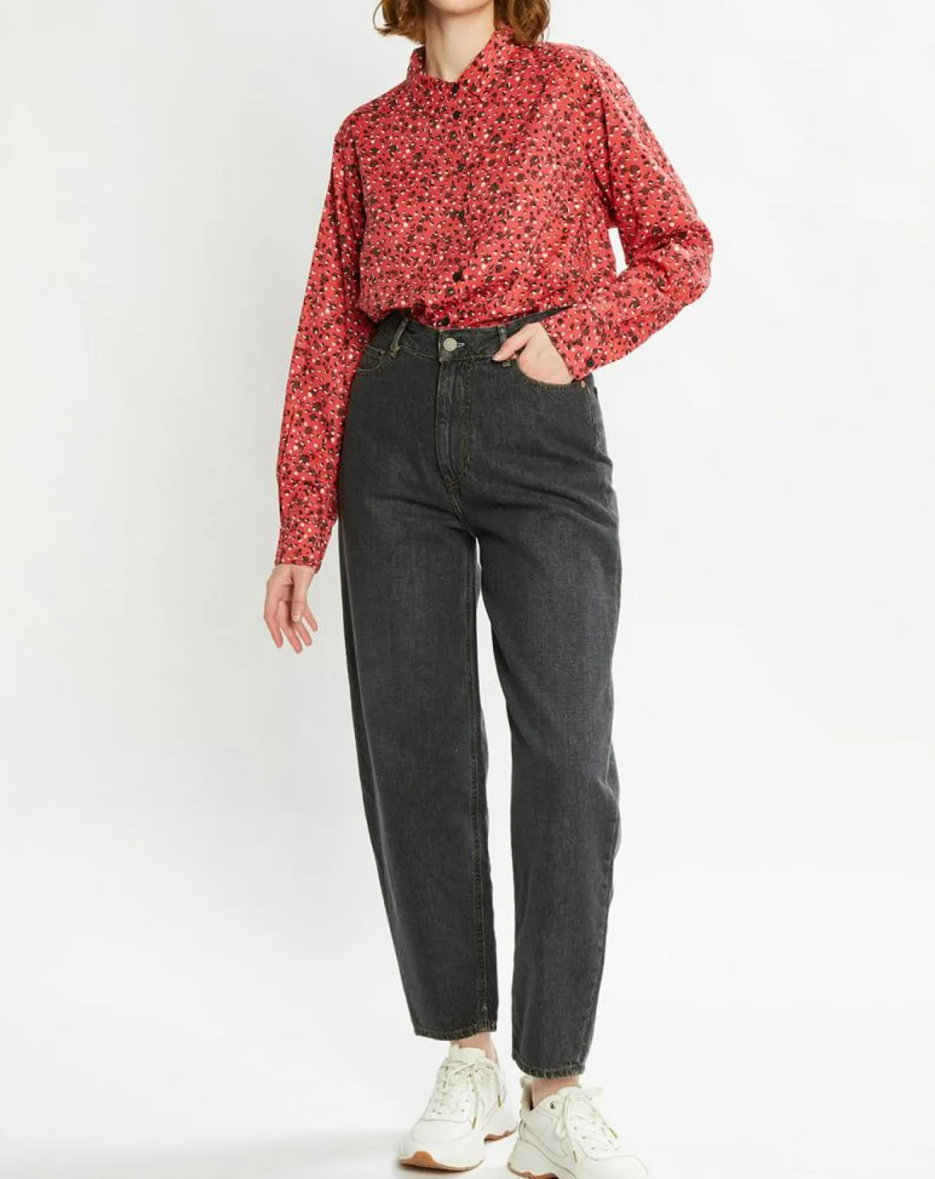 Femme Scotch & Soda Chemise Oversize en Coton Bio mélangé imprimée rouge