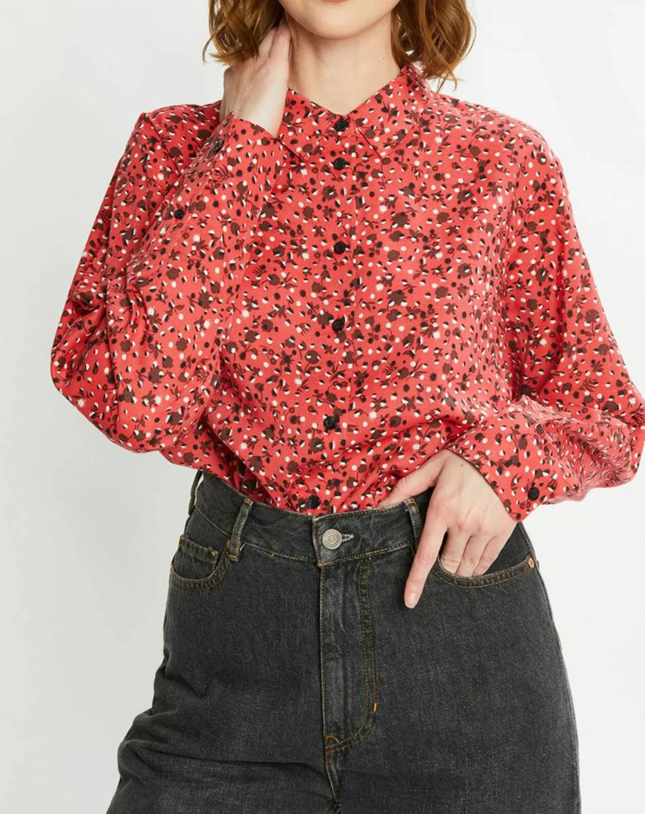 Femme Scotch & Soda Chemise Oversize en Coton Bio mélangé imprimée rouge