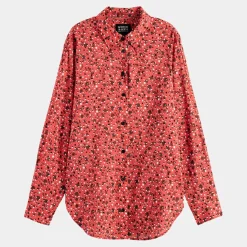 Femme Scotch & Soda Chemise Oversize en Coton Bio mélangé imprimée rouge