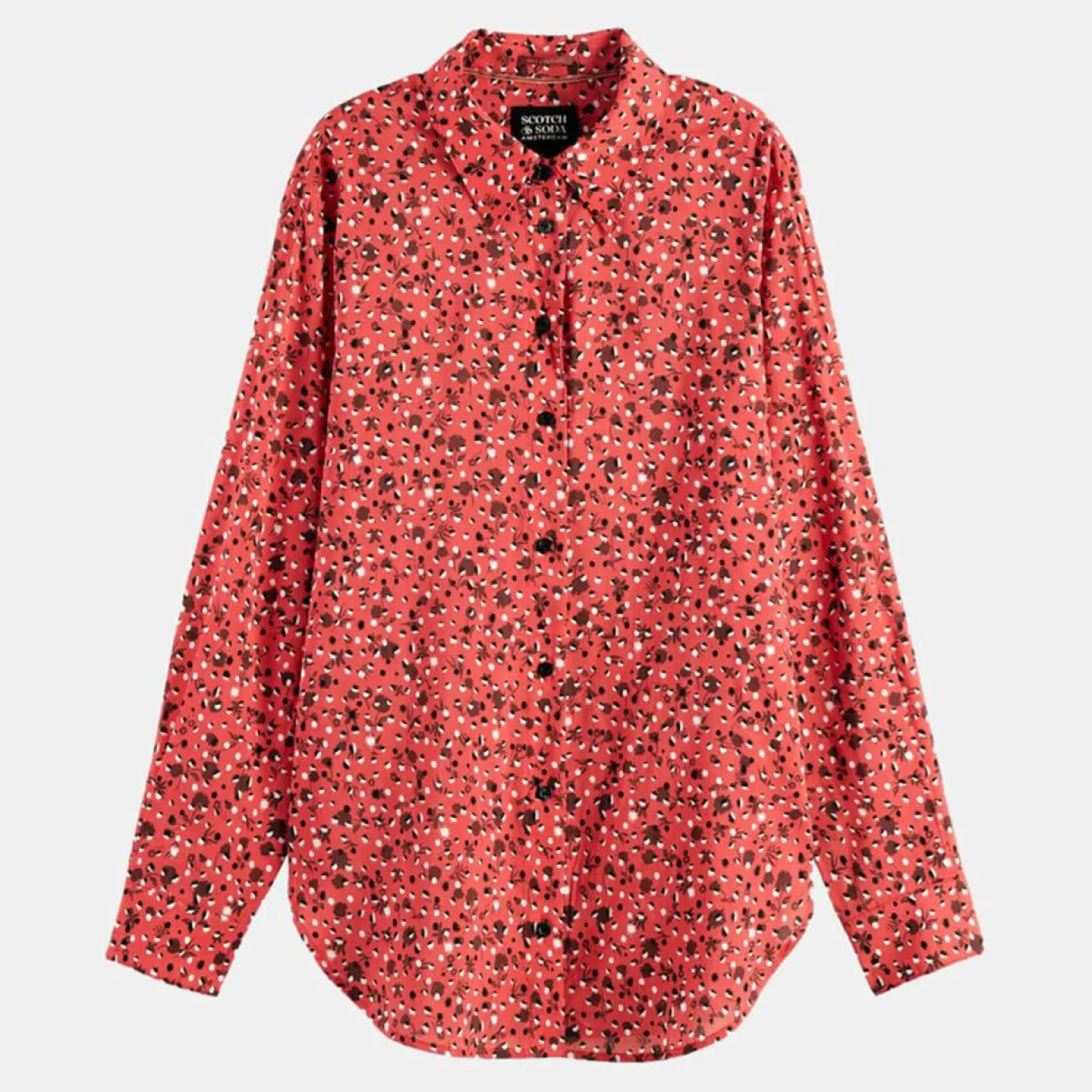 Femme Scotch & Soda Chemise Oversize en Coton Bio mélangé imprimée rouge