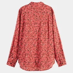 Femme Scotch & Soda Chemise Oversize en Coton Bio mélangé imprimée rouge