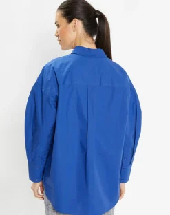 Femme Galeries Lafayette Chemise oversize en Coton Rodez bleu foncé