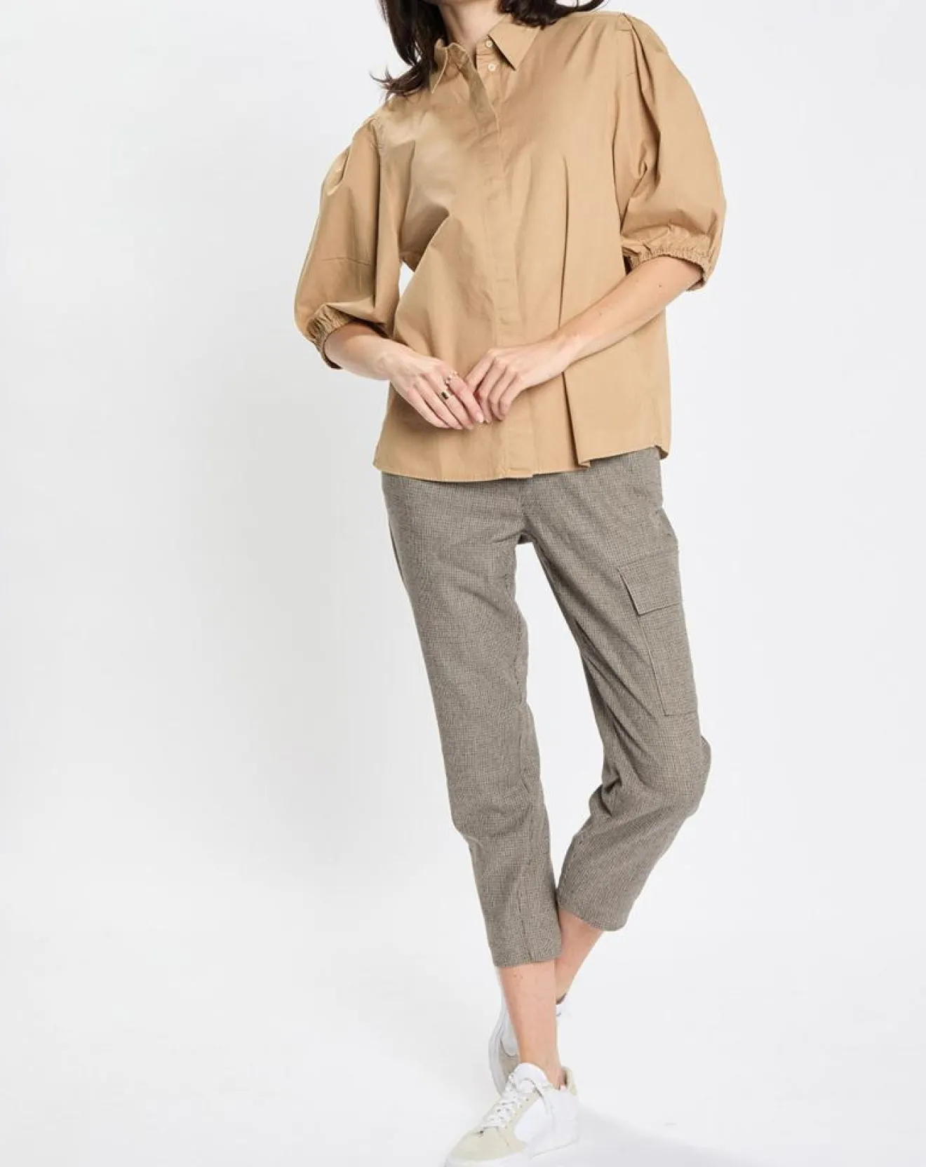 Marc O'Polo Chemise paperbag pinces manches 3/4 beige